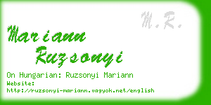 mariann ruzsonyi business card